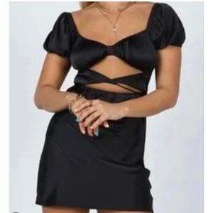 Black satin Princess Polly Dress size 2